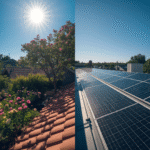 Left side: residential roof, right side: commercial roof in the summer heat